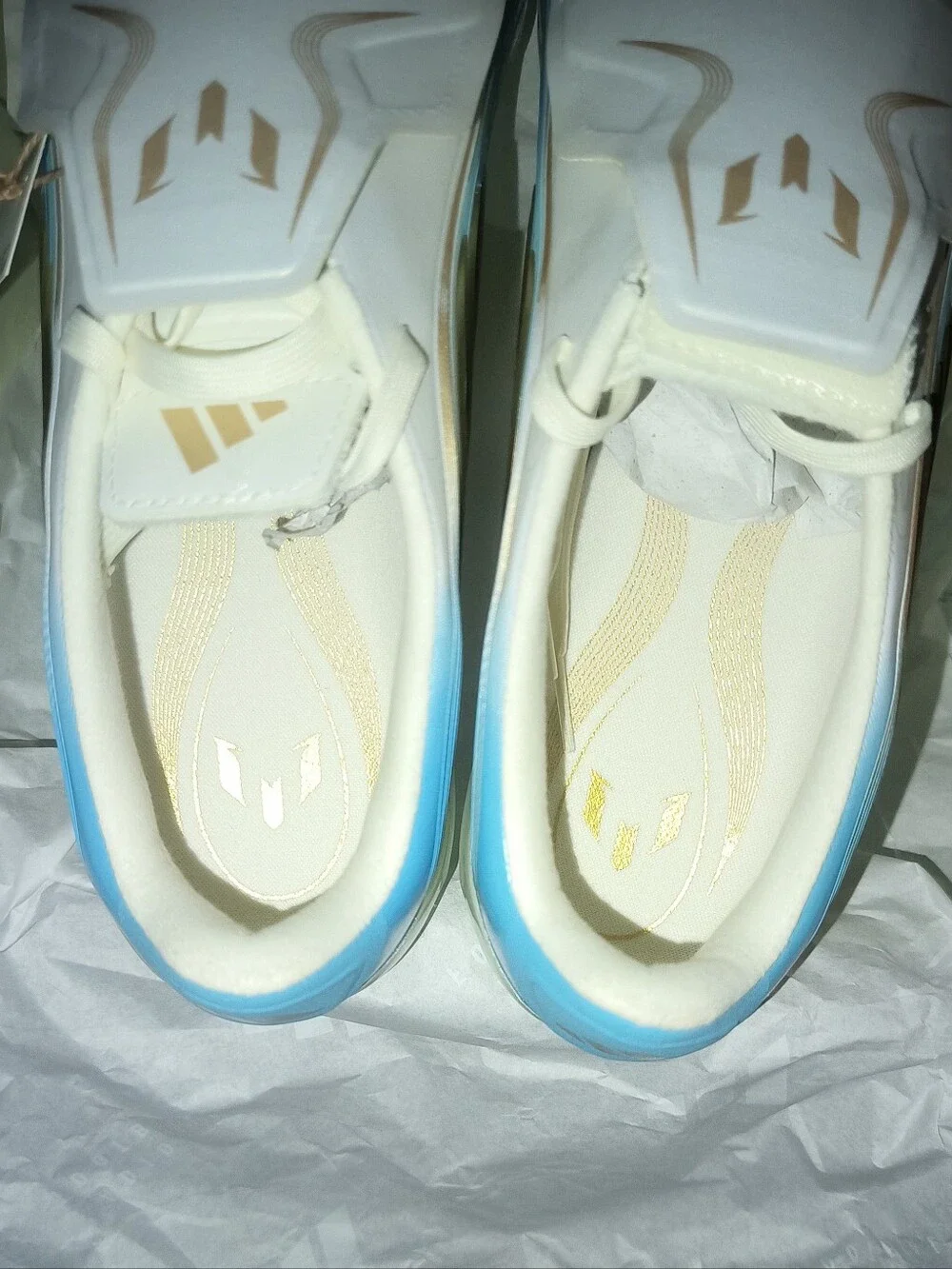 Adidas Messi F50 Pro FG Soccer Cleats Men’s White with Light Blue Trim